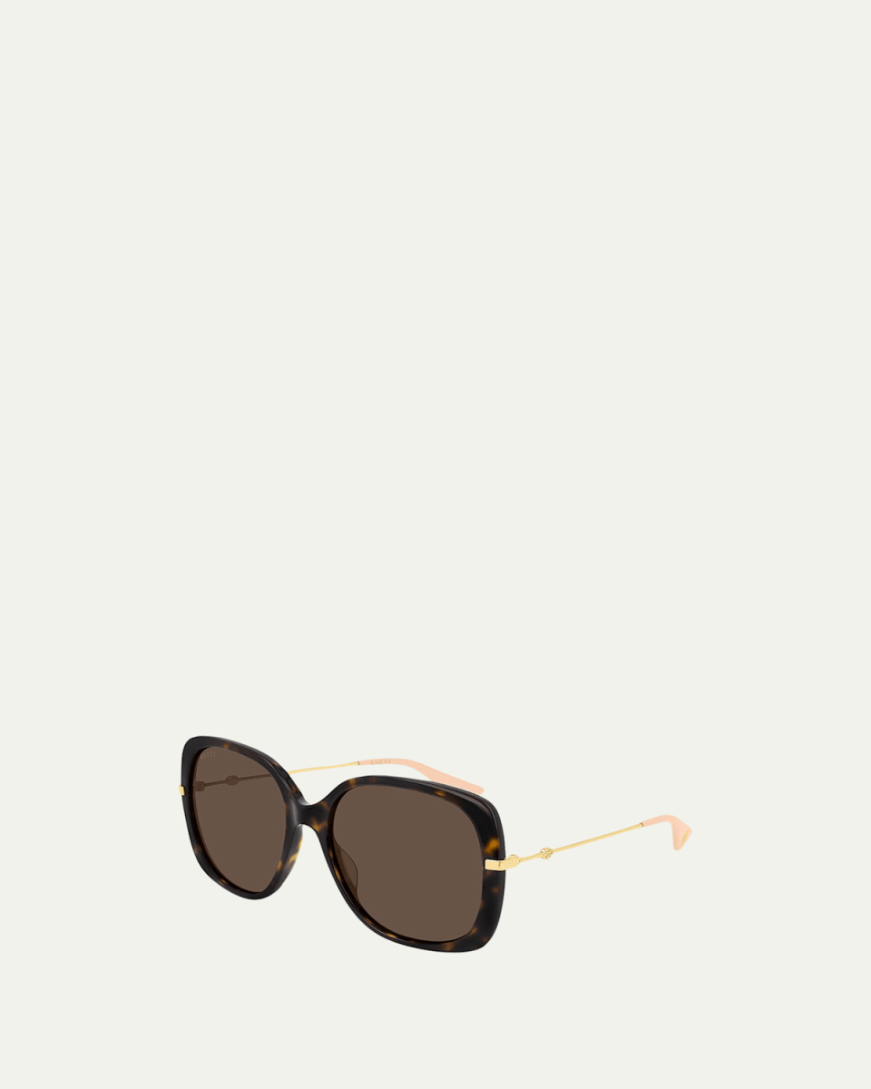 Acetate & Metal Rectangle Sunglasses